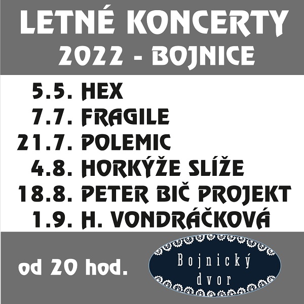 Letné koncerty v Bojnickom dvore 2022