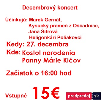 Decembrový koncert - Klčov - ZRUŠENÉ